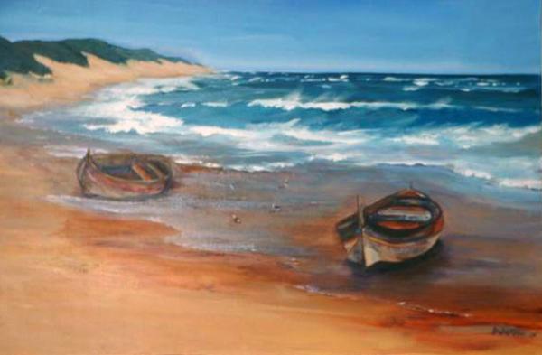 Boats On Shoreline [2005] by Marlene Dickerson