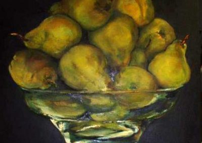 Pears held in glass