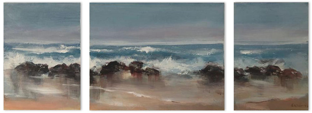 Breaking Waves - Triptych painting